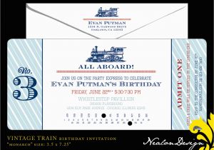 Train Ticket Birthday Invitation Template Nealon Design Vintage Train Ticket Birthday Invitation