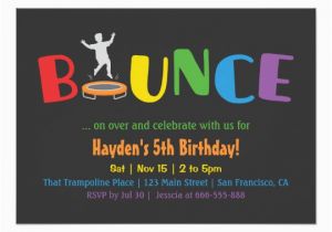 Trampoline Birthday Party Invitation Wording Bounce Trampoline Kids Birthday Party Invitations Zazzle Com