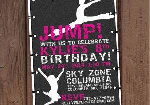 Trampoline Birthday Party Invitation Wording Girl Jump Trampoline Park Birthday Party Invitation