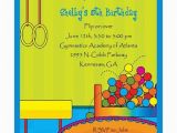 Trampoline Birthday Party Invitation Wording Gym Party Invitations Trampoline Rings Beam Ball Pit