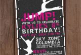 Trampoline Park Birthday Party Invitations Girl Jump Trampoline Park Birthday Party Invitation