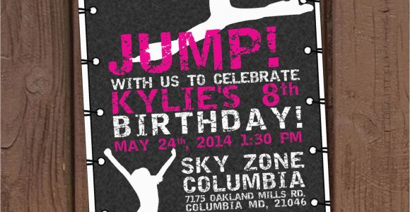 Trampoline Park Birthday Party Invitations Girl Jump Trampoline Park Birthday Party Invitation