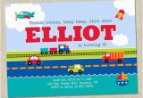 Transportation Birthday Party Invitations Cars Birthday Party Invitations and Transportation