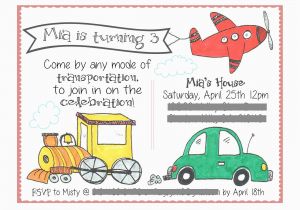Transportation Birthday Party Invitations Mia 39 S Invitation Momistabeginnings