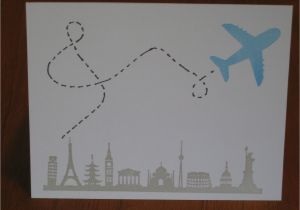Travel themed Birthday Cards Plane Over Cities Travel Greeting Card Handmade by