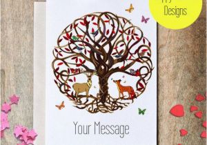 Tree Of Life Birthday Card Personalized Card Tree Of Life Fox Card Stag Card