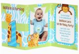 Tri Fold Birthday Invitations Safari 1st Birthday Boy Personalized Tri Fold Invitation