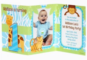 Tri Fold Birthday Invitations Safari 1st Birthday Boy Personalized Tri Fold Invitation