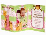 Tri Fold Birthday Invitations Safari 1st Birthday Girl Personalized Tri Fold Invitation