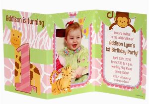 Tri Fold Birthday Invitations Safari 1st Birthday Girl Personalized Tri Fold Invitation