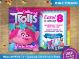 Trolls Birthday Card Printable Diy Printable 5×7 Trolls Poppy Birthday Party Invitation