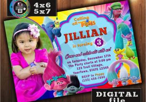 Trolls Birthday Invitations Walmart Trolls Movie Birthday Invitation Custom Digital File Any