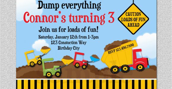 Truck themed Birthday Invitations Construction Birthday Invitation Boys Truck Birthday Party