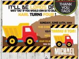 Truck themed Birthday Invitations Construction Birthday Party Invitation D1 Cupcakemakeover