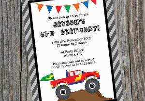 Truck themed Birthday Invitations Custom Printable Monster Truck Birthday Party Invitation