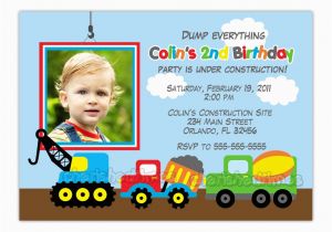 Truck themed Birthday Invitations Dump Truck Construction theme Birthday Party Invitation You