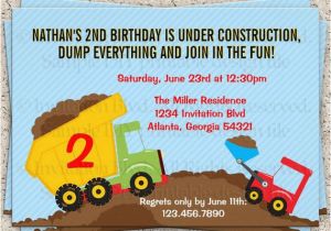 Truck themed Birthday Invitations Dump Truck Invitation Dump Truck Birthday by Invitationblvd