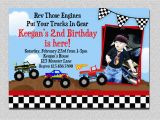 Truck themed Birthday Invitations Monster Truck Birthday Invitation Truck Birthday Party