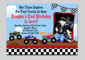Truck themed Birthday Invitations Monster Truck Birthday Invitation Truck Birthday Party