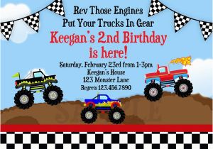 Truck themed Birthday Invitations Monster Truck Birthday Invitations Ideas Bagvania Free