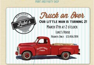 Truck themed Birthday Invitations Pickup Truck Retro Birthday Invitation Printable