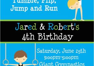 Tumbling Birthday Party Invitations Printable Birthday Invitations Twins Party Gymnastics themed