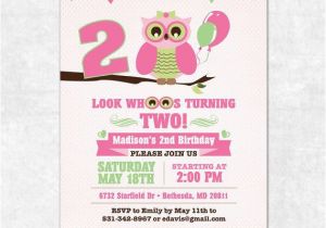 Turning 2 Birthday Invitations Items Similar to Owl Birthday Invitation Printable