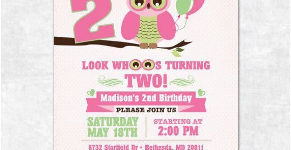 Turning 2 Birthday Invitations Items Similar to Owl Birthday Invitation Printable