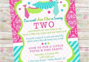 Turning 2 Birthday Invitations Tutus and Ties Birthday Bash Tutus and Ties Party Tutus