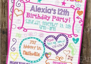 Tween Birthday Invitations Printable Free Custom Girl 39 S Sweet 16 Tween Teen Sleepover Doodle