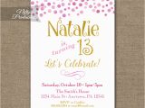 Tween Birthday Invitations Printable Free Pink Gold Confetti Birthday Invitation Teen Tween