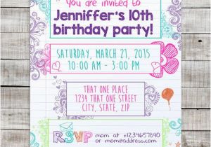 Tween Birthday Invitations Printable Free Teen Tween Doodle Printable Invitation Sleepover Invite