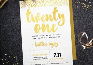 Twenty First Birthday Invitations Gold Sparkle Twenty First Birthday Invitation Digital File