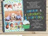 Twin 1st Birthday Invitations Twin First Birthday Invitation Boy Twin 1st Birthday Invite