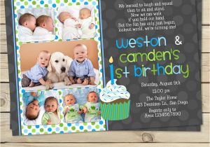 Twin 1st Birthday Invitations Twin First Birthday Invitation Boy Twin 1st Birthday Invite