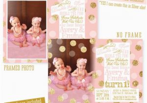 Twin 1st Birthday Invitations Twins First Birthday Invitations Twin Girls 1st Birthday