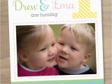 Twin Birthday Invitation Wording Baby Girl and Boy Twins First 1st Birthday Photo Invitation