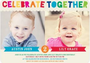 Twin Birthday Invitation Wording Twins Bday Invites Tiny Prints Mixed Gender Celebrate