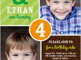 Twin Birthday Invites Twins 2 Photo Green Birthday Invite for Boys From