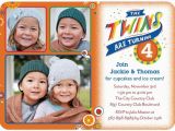 Twin Birthday Invites Twins Bday Invites with 3 Photos Tiny Prints Custom