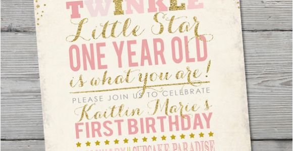 Twinkle Twinkle Little Star First Birthday Invitations Twinkle Twinkle Little Star Birthday Invitation Printable