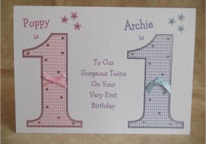Twins 1st Birthday Card Handmade Personalised Twins Boys Girls Birthday Card 1st