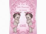 Twins 1st Birthday Card Pink Vintage Princess Twins 1st Birthday Card Zazzle