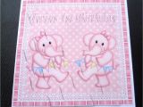 Twins 1st Birthday Card Twins 1st Birthday Elephants Card Girls Boys or Girl