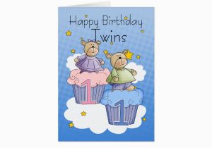 Twins 1st Birthday Card Twins First Birthday Card Two Little Bears Zazzle