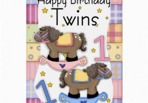 Twins 1st Birthday Card Twins First Birthday Card Two Little Ponies Zazzle