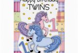 Twins 1st Birthday Card Twins First Birthday Card Two Little Ponies Zazzle