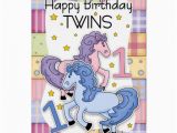 Twins 1st Birthday Card Twins First Birthday Card Two Little Ponies Zazzle