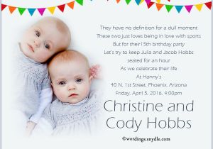 Twins 2nd Birthday Invitation Wording Birthday and Party Invitation 1st Birthday Invitation