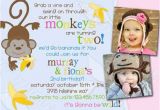 Twins 2nd Birthday Invitation Wording Go Bananas Jungle Monkey Joint 2 Photo Any Age